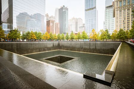 North and South Towers Mermorial, New York, USA - 21 October, 2016: Memorial names inscriptions.のeditorial素材