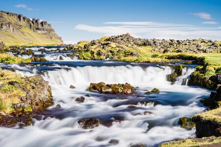 Small waterfall in Iceland near Dverghamrar