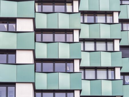 Blue and green modern building
