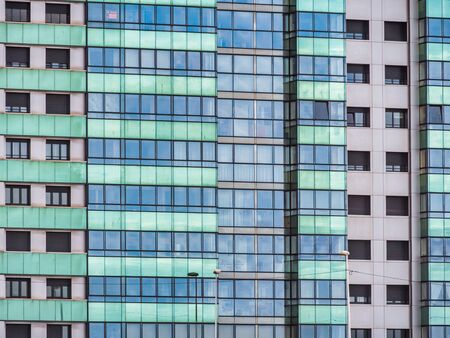 Blue and green modern buildingの写真素材