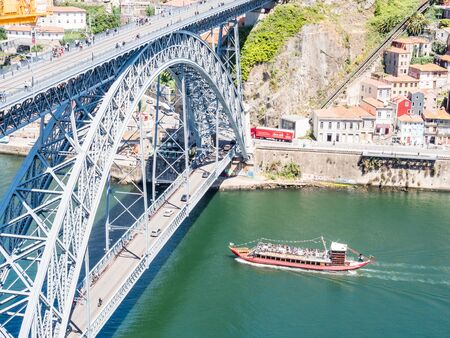 PORTO, PORTUGAL - JUNE 11, 2019: Luis I bridge and Douro river. It is the second-largest city in Portugal. It was proclaimed a World Heritage Site by UNESCO in 1996.のeditorial素材