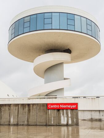 AVILES, SPAIN - OCTOBER 19, 2019: Scenic view of Niemeyer Centerのeditorial素材