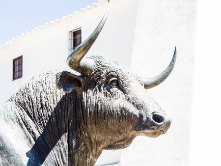 RONDA, SPAIN - MAY 10, 2019: outside bullring in Ronda, Malaga, Spain. Its population is approximately 35,000 inhabitants.のeditorial素材