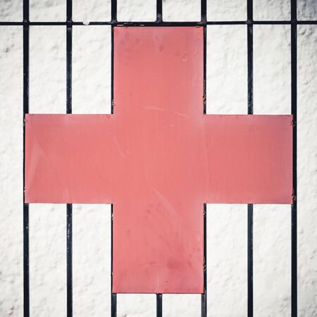 Red cross sign in Torremolinos, Spainの写真素材