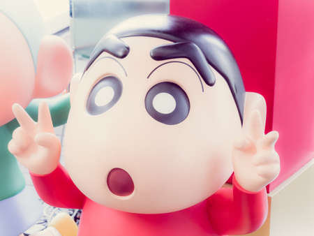 TOKYO; JAPAN - APRIL 11, 2018: sculpture of animation character named crayon shin-chan in tv asahi building at Roppongi Hillsのeditorial素材