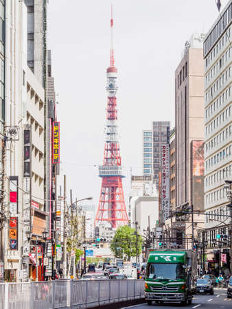TOKYO; JAPAN - APRIL 11, 2018: Tokyo Tower.  It is a communications and observation tower located in Shiba Park.のeditorial素材