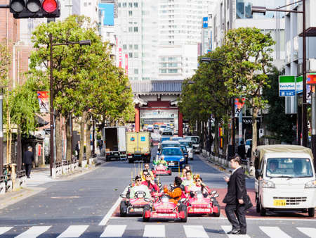 TOKYO; JAPAN - APRIL 11, 2018: Typical street in downtownのeditorial素材