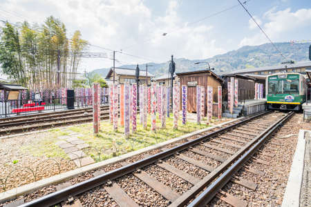 ARASHIYAMA, JAPAN - APRIL 03, 2018: Railway station. It is a district on the western outskirts of Kyoto.のeditorial素材