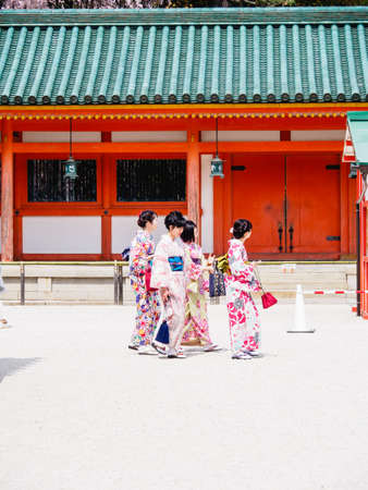 KYOTO, JAPAN - APRIL 02, 2018: Heian-Jingu Shrine. Kyoto is also known as the City of Ten Thousand Shrines.のeditorial素材