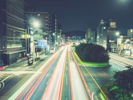 KYOTO, JAPAN - APRIL 02, 2018: Gojo Dori street. Kyoto has a population close to 1.5 million. It is also known as the City of Ten Thousand Shrines.のeditorial素材
