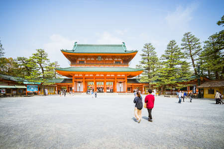 KYOTO, JAPAN - APRIL 02, 2018: Heian-Jingu Shrine. Kyoto is also known as the City of Ten Thousand Shrines.のeditorial素材