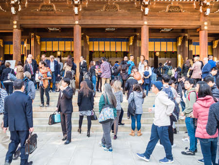 TOKYO, JAPAN - MARCH 25, 2018: Meiji jingu. Shinto shrine that is dedicated to the Emperor Meiji and his wife.のeditorial素材