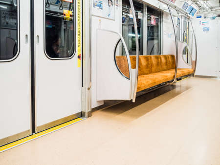 TOKYO; JAPAN - MARCH 25, 2018: Metro station. Toei Subway and Tokyo Metro have 285 stations and have 8.7 million daily users.のeditorial素材