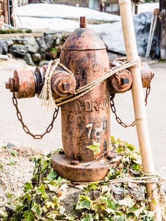 Fire hydrant in japanese streetの写真素材