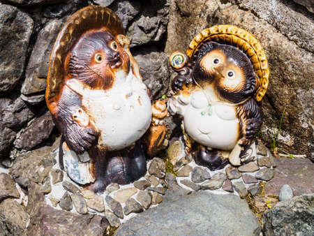 Tanuki dolls from Japanの写真素材