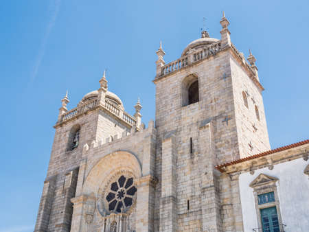 Porto cathedral facade in Portugalの写真素材