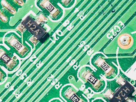 Obsolete printed circuit, close up