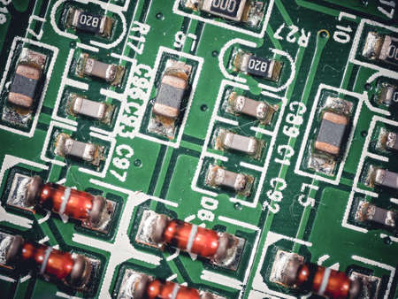 Obsolete printed circuit, close up