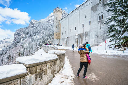 NEUSCHWANSTEIN, GERMANY - 6 MARCH 2016: Beautiful view on winter village