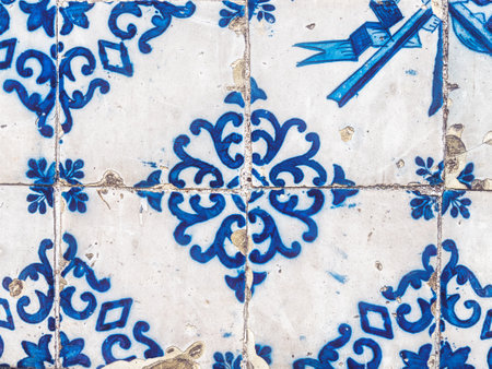 vintage portuguese tiles in Porto, Portugalの写真素材