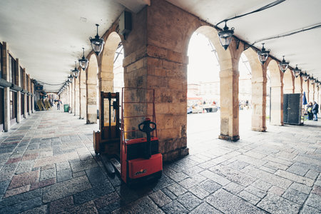 LEON, SPAIN - 25 JANUARY, 2020: Local market in Mayor Square in the city center.