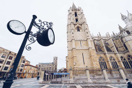 LEON, SPAIN - 25 JANUARY, 2020: Gothic cathedral of Leon, Castilla Leon.のeditorial素材