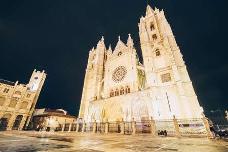 LEON, SPAIN - 24 JANUARY, 2020: Gothic cathedral of Leon, Castilla Leon.のeditorial素材