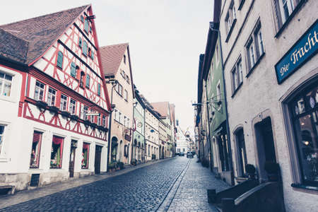 ROTHENBURG OB DER TAUBER, GERMANY - MARCH 05: Typical street on March 05, 2016 in Rothenburg ob der...