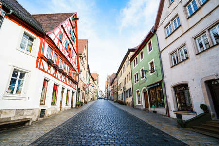 ROTHENBURG OB DER TAUBER, GERMANY - MARCH 05: Typical street on March 05, 2016 in Rothenburg ob der Tauber, Germany. It is well known for its well-preserved medieval old town.のeditorial素材
