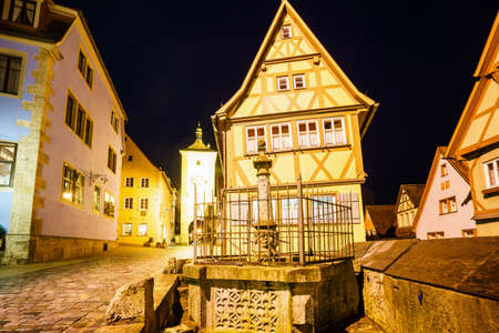 ROTHENBURG OB DER TAUBER, GERMANY - MARCH 05: Typical street on March 05, 2016 in Rothenburg ob der Tauber, Germany. It is well known for its well-preserved medieval old town.のeditorial素材