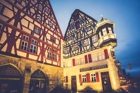ROTHENBURG OB DER TAUBER, GERMANY - MARCH 05: Typical street on March 05, 2016 in Rothenburg ob der Tauber, Germany. It is well known for its well-preserved medieval old town.のeditorial素材