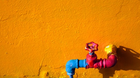 Close up colorful old shuttoff valveの写真素材