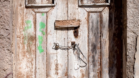 Close up old wooden doorの写真素材