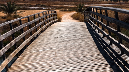 Wooden bridge near Tavira, Portugal in a sunny dayの写真素材