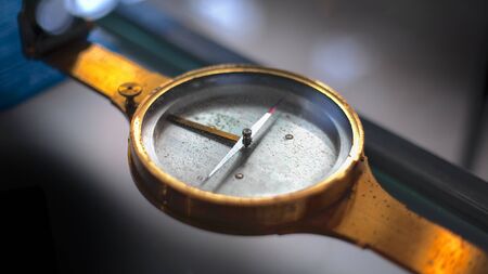 Close up old compass in diagonal compositionの写真素材