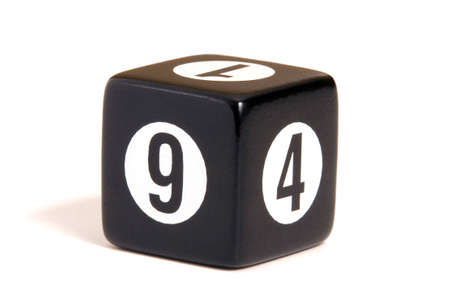 A board game die on a white background