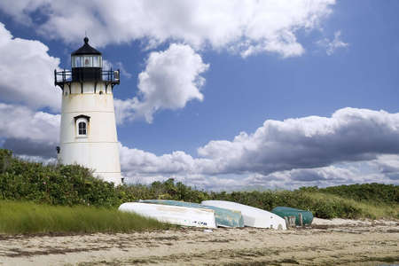 A light house in Edgartown, Martha's Vineyardの写真素材