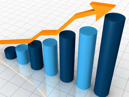 Business Graph with arrow showing profits and gainsの写真素材