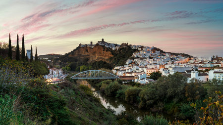 Arcos de la Frontera Panorama Cadiz Andalusia Spainのeditorial素材