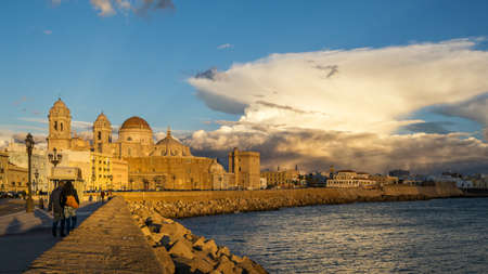 Cadiz Skyline and Cathedral Under Cumulonimbus