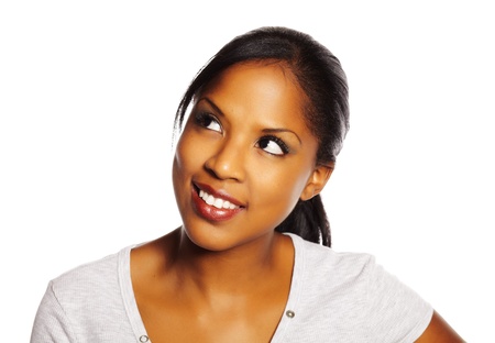 Portrait of a isolated young pretty black woman.の写真素材