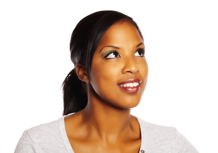 Portrait of a isolated young pretty black woman.の写真素材