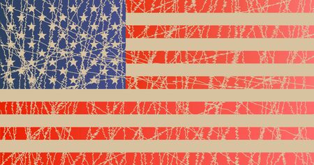 Worn United States Flagのイラスト素材