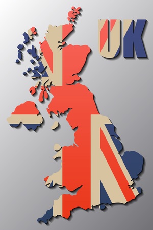 Map of United Kingdom with Flagのイラスト素材