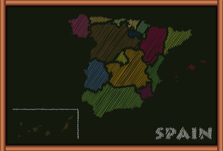 Blackboard with the Map of Spainのイラスト素材