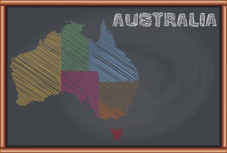 Blackboard with the Political Map of Australiaのイラスト素材