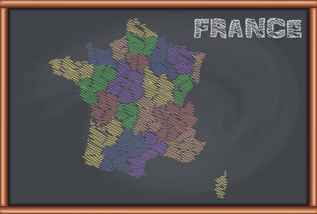 Blackboard with the Map of Franceのイラスト素材