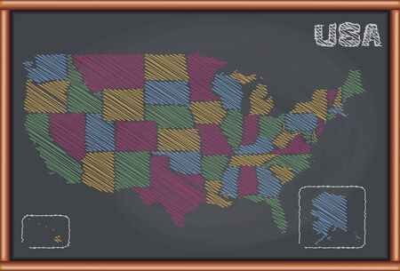 Blackboard with the Map of United Statesのイラスト素材