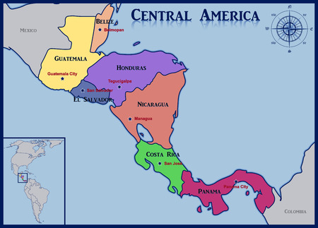 Location and Map of the Countries of Central Americaのイラスト素材
