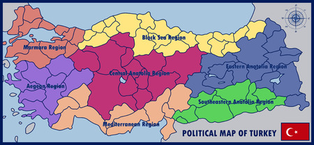 Political Map of Turkey with Flagのイラスト素材